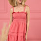 BiBi Smocked Coral Ruffle Hem Mini Dress - Brand BiBi