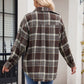 Pocketed Plaid Collared Neck Long Sleeve Shirt