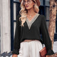 Ruffled V-Neck Flounce Sleeve Blouse