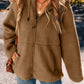 Drawstring Fleece Zip Up Hooded Jacket