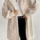 Open Front Long Sleeve Fuzzy Hooded Jacket