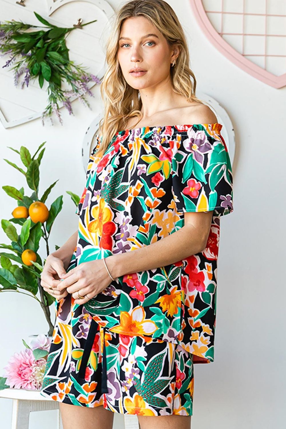 Cotton Bleu by Nu Label Floral Off-Shoulder Top *