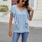 Full Size Ruffled V-Neck Short Sleeve Top