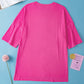 Slit Round Neck Half Sleeve T-Shirt