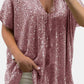 Full Size Sequin V-Neck Short Sleeve Top