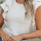 Full Size Ruffled Round Neck Cap Sleeve Blouse