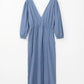 Tied Plunge Three-Quarter Sleeve Denim Dress