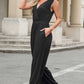 Surplice Wide Strap Jumpsuit with Pockets