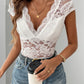 Perfee Lace Backless V-Neck Cap Sleeve Bodysuit