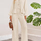 Tie Neck Balloon Sleeve Top and Pants Set