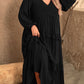 Plus Size Ruffled V-Neck Long Sleeve Dress