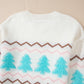 Christmas Tree Ribbed Hem Dropped Shoulder Sweater