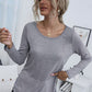 Spliced Lace Contrast Round Neck Top