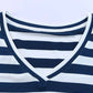 Striped V-Neck Short Sleeve Side Slit Dress