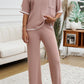 Devine Contrast Trim Half Sleeve Top and Pants Set