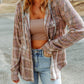 Double Take Plaid Long Sleeve Hooded Jacket