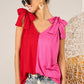 BiBi Shoulder Ribbon Tied Contrast Tank - Brand BiBi