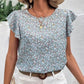 Full Size Ditsy Floral Round Neck Cap Sleeve Top