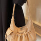 Ruched Suede Handbag with Zipper