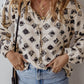 Printed Tie Neck Long Sleeve Blouse