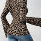 Leopard Surplice Flare Sleeve Top