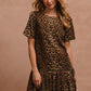 BiBi Tie Back Leopard Round Neck Short Sleeve Dress - Brand BiBi