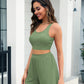 Full Size Scoop Neck Tank and Shorts Set
