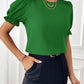 Round Neck Flounce Sleeve Blouse