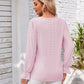 Applique V-Neck Flounce Sleeve T-Shirt