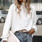 Smocked Frill Mock Neck Long Sleeve Blouse