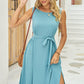 FULL SIZE Tied Round Neck Sleeveless Dress