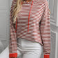 Mandy Striped Long Sleeve Hooded Knit Top