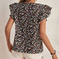 Full Size Ditsy Floral Round Neck Cap Sleeve Top