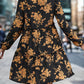 Perfee Frill Printed Long Sleeve Mini Dress