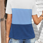 Color Block Round Neck Short Sleeve T-Shirt