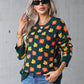 Angel Wings Maple Leaf Round Neck Long Sleeve Sweater