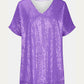 Full Size Sequin V-Neck Short Sleeve Top