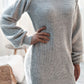 Boat Neck Long Sleeve Mini Sweater Dress