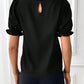 Round Neck Flounce Sleeve Blouse