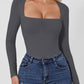 Square Neck Long Sleeve Bodysuit