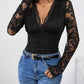 Perfee V-Neck Long Sleeve Lace Top