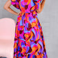 Printed Ruffled Mock Neck Tiered Dress