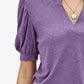 Notched Neck Puff Sleeve Tee
