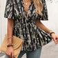 Printed V-Neck Half Sleeve Blouse