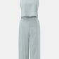 Round Neck Top and Wide Leg Pants Set