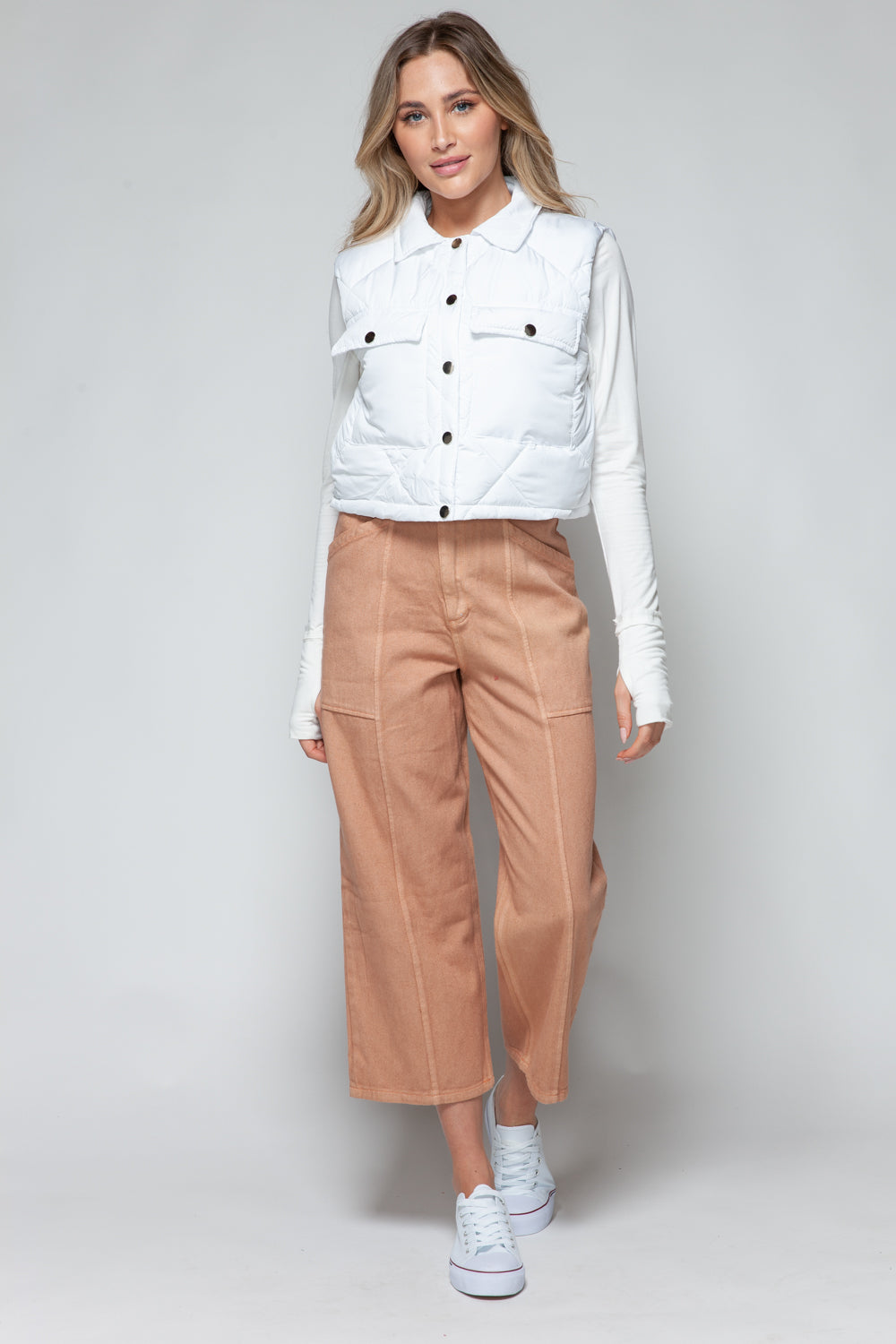Snobbish Snap Down Quilted Crop Vest *
