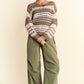 Davi & Dani Contrast Striped Crochet Drop Shoulder Knit Cover Up
