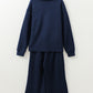 Textured Collared Neck Top and Wide Leg Pants Set