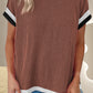 Color Block Round Neck Cap Sleeve T-Shirt