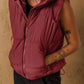 Drawstring Zip Up Hooded Vest Coat